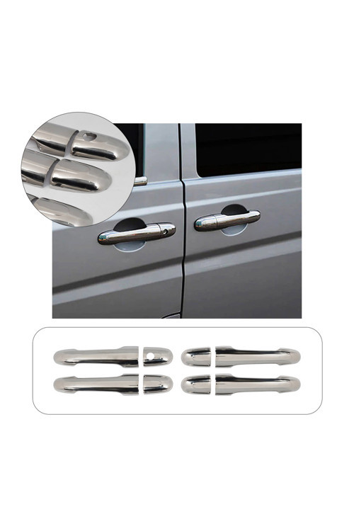 Mercedes Vaneo Uyumlu 2002-2005 Krom Kapı Kolu 4 Kapı Paslanmaz Çelik