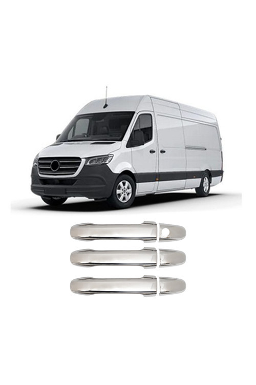 Mercedes Sprinter W907 Uyumlu 2019 Ve Üzeri Krom Kapı Kolu 3 Kapı Paslanmaz Çelik