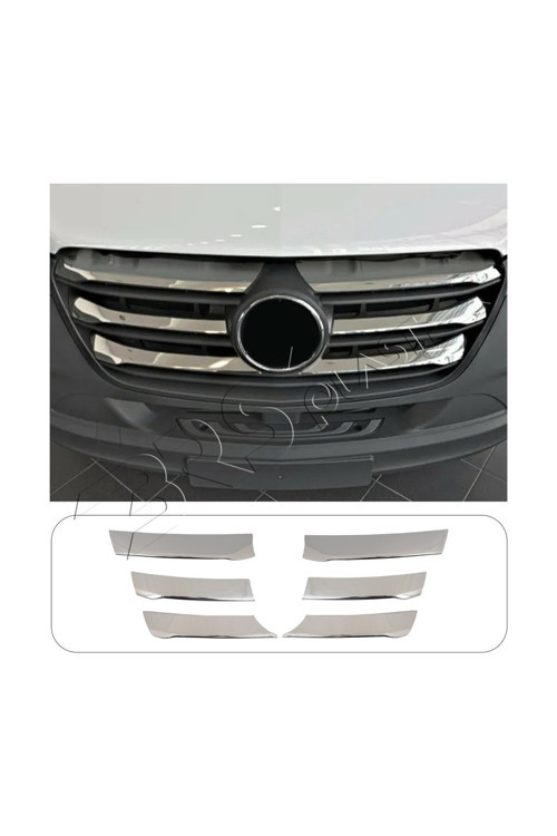 Mercedes Sprinter W907 2019-2023 Krom Geniş Model Ön Panjur 6 Parça Paslanmaz Çelik