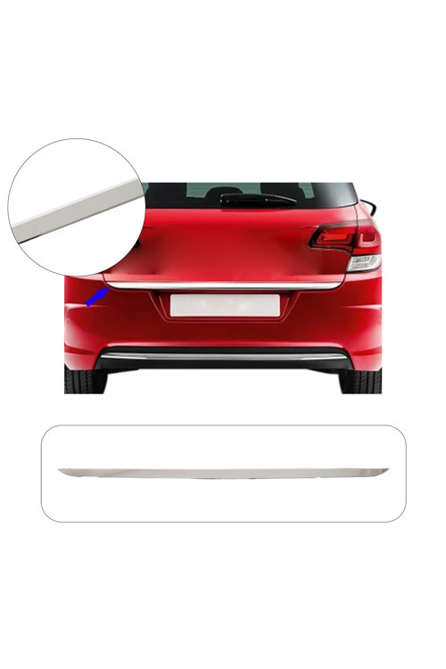 Citroen C4 Uyumlu 2010 Ve Üzeri Krom Bagaj Alt Çıtası Paslanmaz Çelik