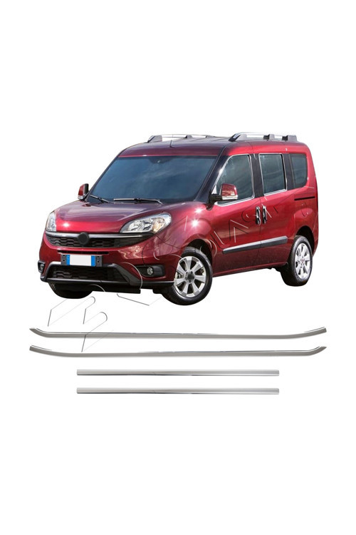 Fiat Doblo Uyumlu 2010-2021 Krom Cam Çıtası 4 Parça Paslanmaz Çelik