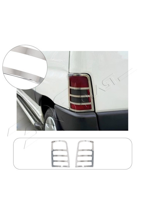 Peugeot Partner Uyumlu 1998-2008 Krom Stop Çerçevesi 2 Parça Paslanmaz Çelik