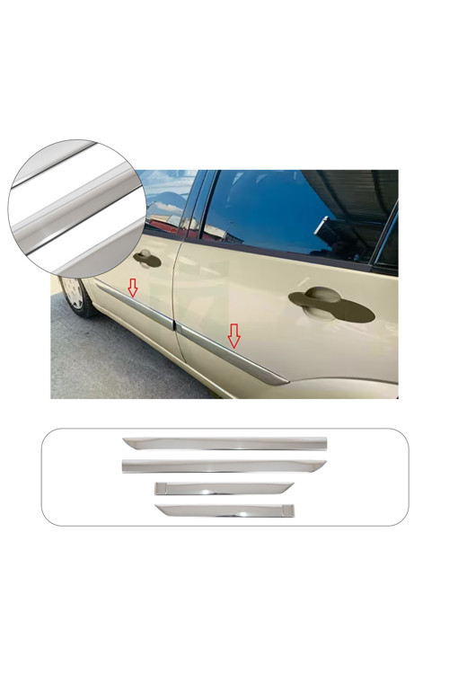 Ford Focus Mk1 Uyumlu 1998-2005 Krom Yan Kapı Çıtası 4 Parça Paslanmaz Çelik