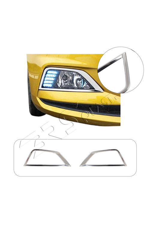 Volkswagen Polo 6 Uyumlu 2018 Üzeri Krom Sis Farı Çerçevesi 2 Parça Paslanmaz Çelik