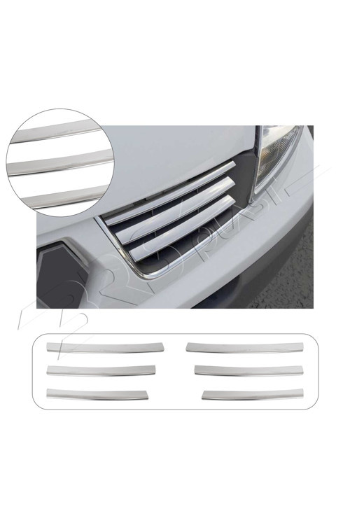 Renault Trafic Uyumlu 2010-2014 Krom Ön Panjur 6 Parça Paslanmaz Çelik