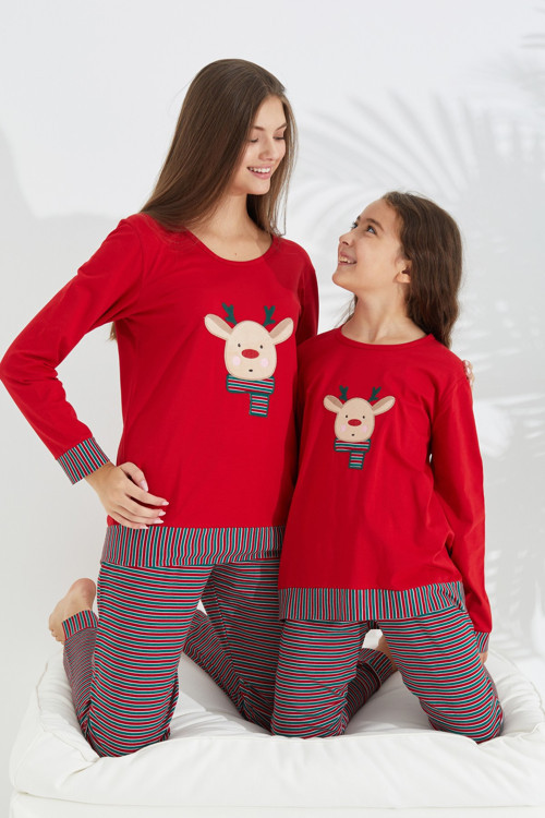 Pamuklu Likralı Örme Pijama Takım