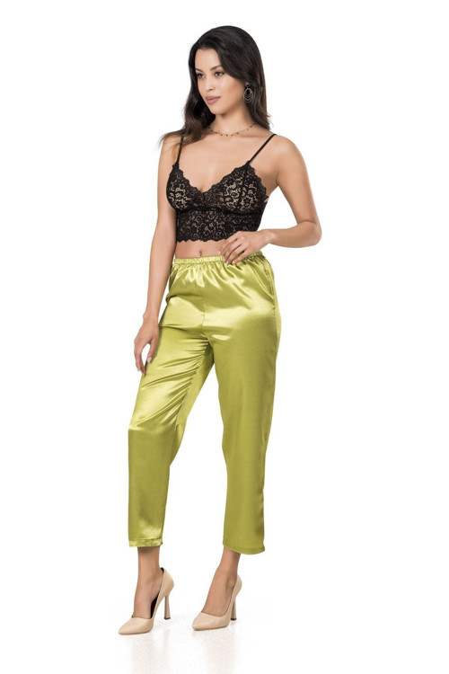 Dantelli Braletli Saten Pijama Takım