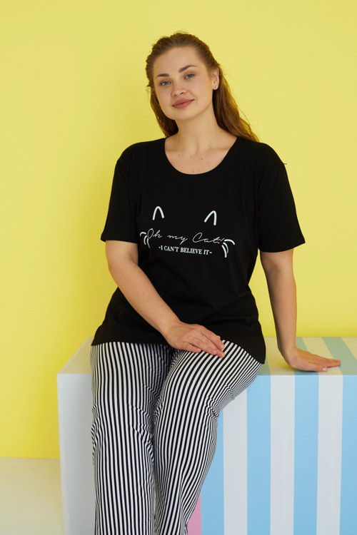 Curve Büyük Beden Battal Boy Örme Pijama Takımı