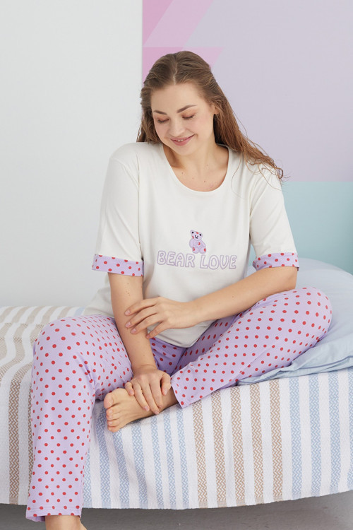 Curve Büyük Beden Battal Boy Pamuklu Örme Pijama Takımı