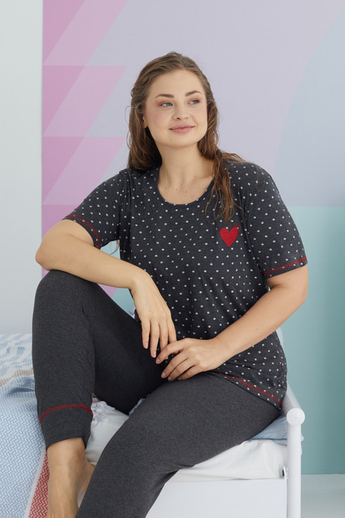 Curve Büyük Beden Battal Boy Pamuklu Örme Pijama Takımı