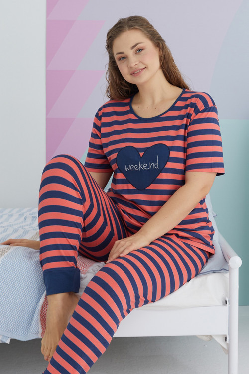 Curve Büyük Beden Battal Boy Pamuklu Örme Pijama Takımı