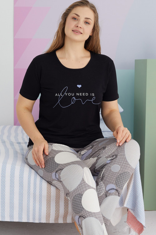 Curve Büyük Beden Battal Boy Viskon Örme Pijama Takımı