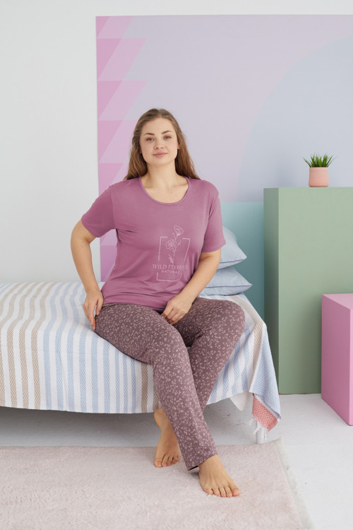 Curve Büyük Beden Battal Boy Viskon Örme Pijama Takımı