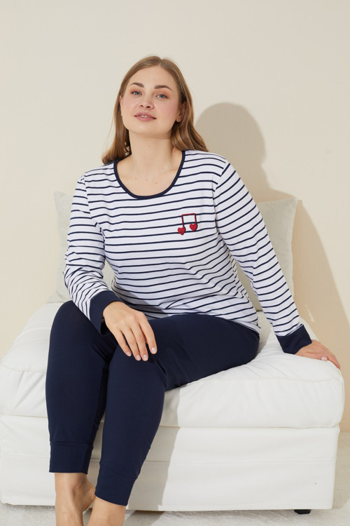 Pamuklu Curve Büyük Beden Battal Boy Örme Pijama Takım 24240662