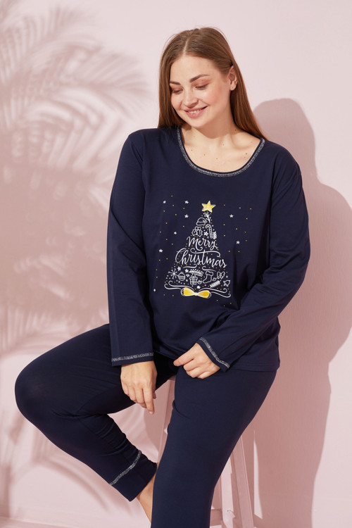 Pamuklu Curve Büyük Beden Battal Boy Örme Pijama Takım 24240701