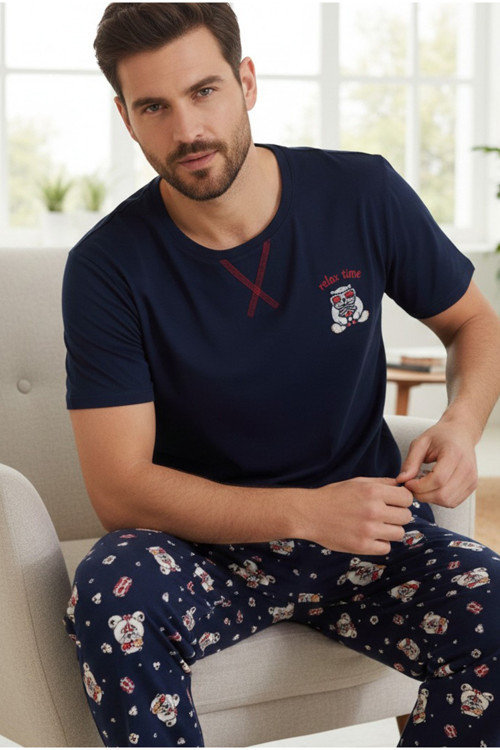 Bisiklet Yaka Örme Pijama Takım 25109831