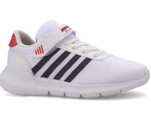 Prego Cırtlı Unisex Çocuk Spor Ayakkabı BEYAZ SİYAH