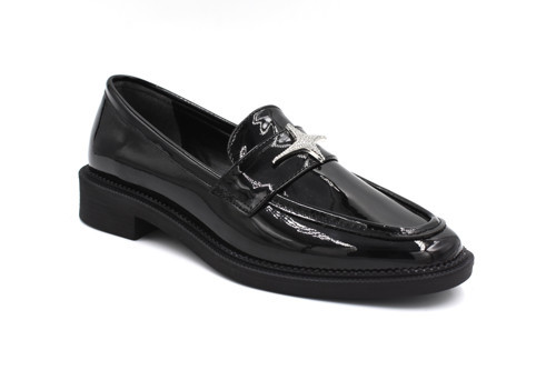 (Park Moda) Taş Toka Detaylı Termo Kaymaz Taban Günlük Kadın Loafer Ayakkabı RUGAN SİYAH