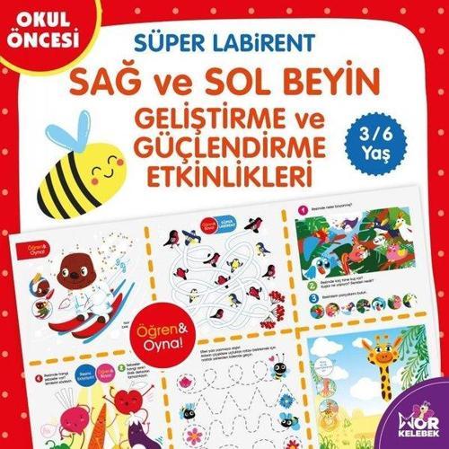 Okul Öncesi Süper Labirent 3-6 Yaş Mor Kelebek: Sağ ve Sol Beyin Geliştirme ve Güçlendirme Etkinlikl