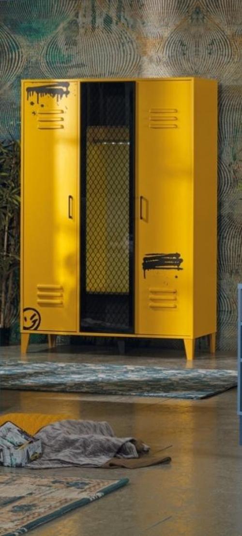 Dolap Urlu MİX SARI İnovasyon Üç Kapaklı Kafes Kapak Arkası Cam Detay El Yapım 