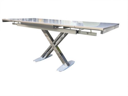 Masa 13661 X AYAK Model Metal Nikelaj Kelebek Yan Açılır Üstü cam Kaplam El yapım