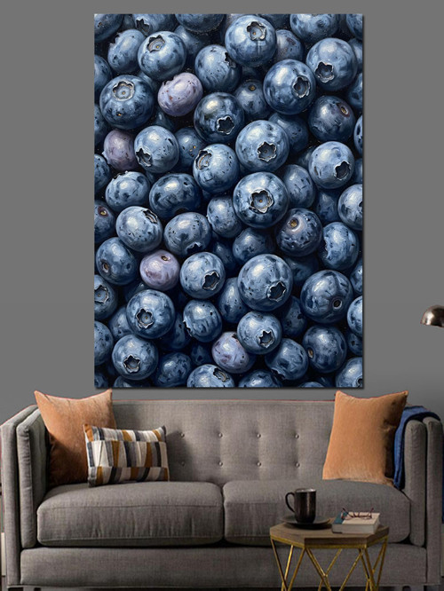 Taze Yaban Mersini Makro Dekoratif Kanvas - Mdf Ahşap Tablo