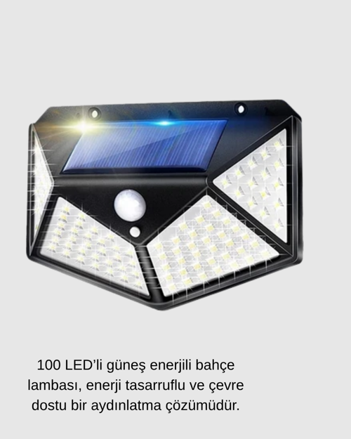 Solar Güçlü 100 LED Bahçe Lambası – Enerji Tasarruflu, Suya Dayanıklı ve Geniş Açılı I�