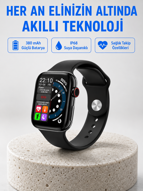 Yüksek Çözünürlüklü 1.9" Akıllı Saat – 5-6 Gün Aktif Kullanım, Şık ve Modern Tasarım
