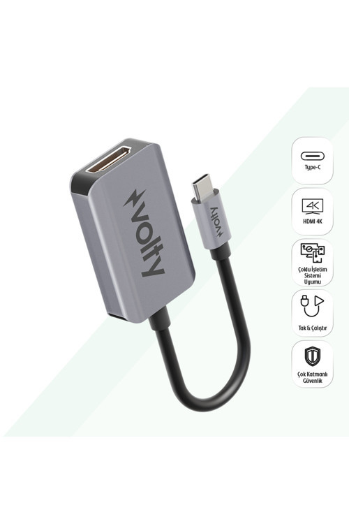 Type-C to HDMI 4K 60Hz Görüntü Aktarıcı | Dönüştürücü, Alüminyum, CS5265 (V0302001)