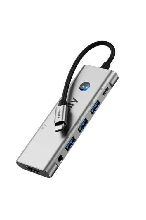 Type-C to HDMI Çoğaltıcı Hub 6 in 1 | 4K 60Hz, 100W PD, Ses Portu, SD/TF (V0301006)