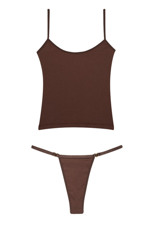 İnce Askılı Atlet + Love V-String Set