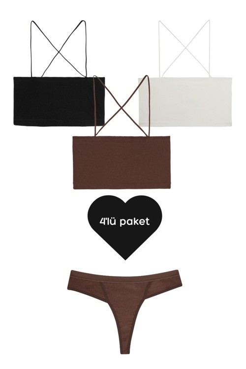 The Core 4 Set – 3 Spagetti Askı Bralet & Spor Tanga