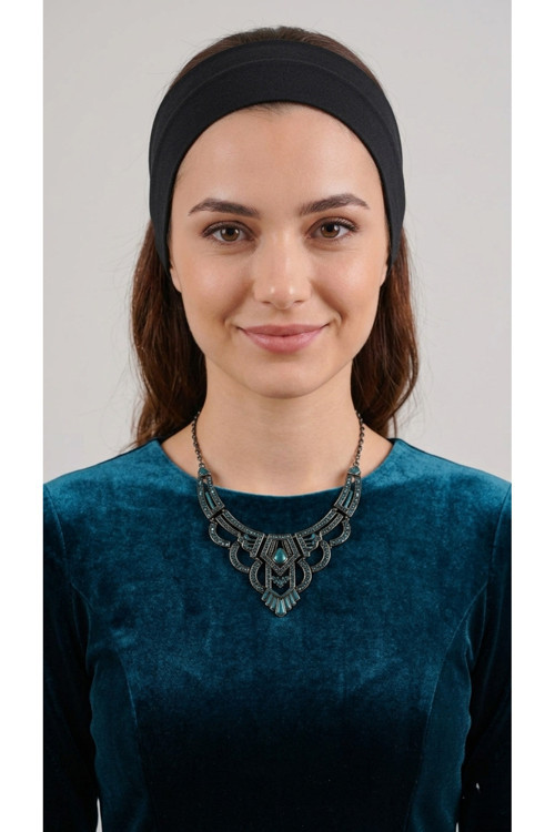 Sihirli Yapışkanlı Kaymayan Bandana Spor Bone Siyah