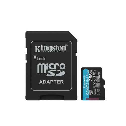 KINGSTON 256GB CanvasGo+ microSDXC 200MB/s A2 U3 V30 Card + Adaptör