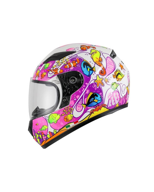 SW-815K Ocean White Pink Full Face Çocuk Kaskı - MotoDede