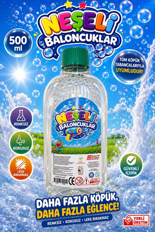 Üflemeli Köpük Baloncuk Suyu 500Ml Baloncuk Likiti - Baloncuk Solüsyonu