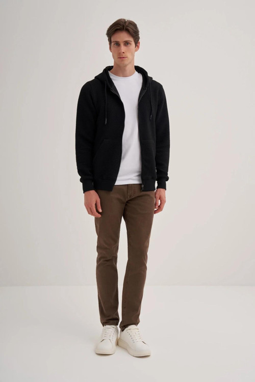 50350 Erkek Kapşonlu Yaka Sweatshirt Hırka
