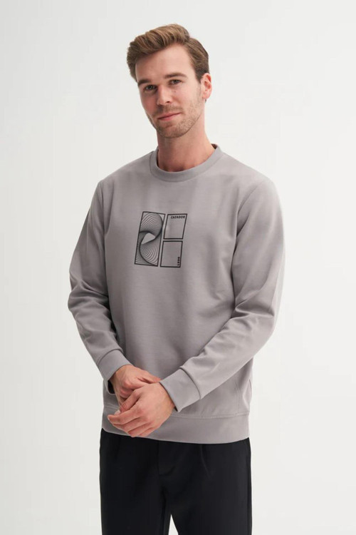 53290 Erkek Bisiklet Yaka Sweatshirt