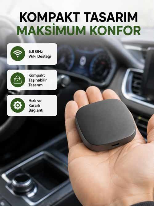 Android Auto Kablosuz Dönüştürücü Hızlı Eşleşme ve Sesli Asistan Destekli Yeni Nesil