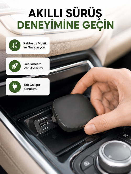 Android Auto Kablosuz Bağlantı Adaptörü 5.8GHz Hızlı WiFi ve Kompakt Tasarımlı Yeni Nesil