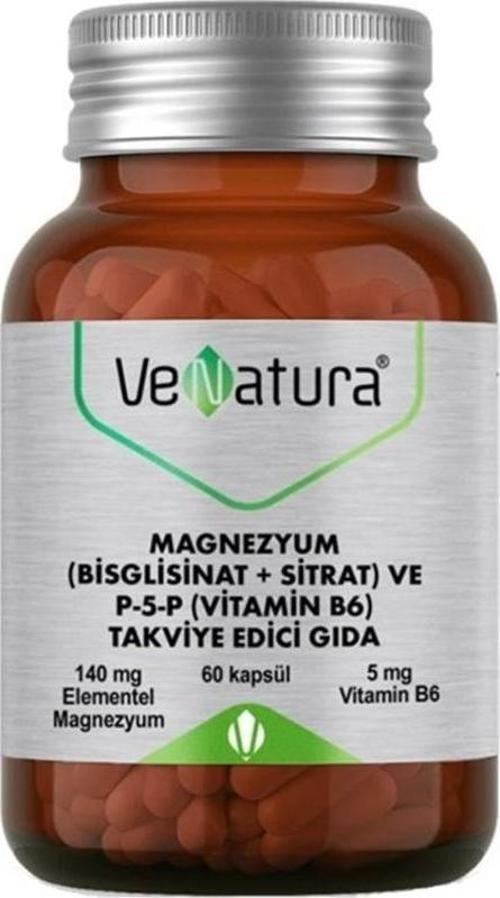 Magnezyum (Bisglisinat+Sitrat) ve P5P (Vitamin B6) 60 Kapsül