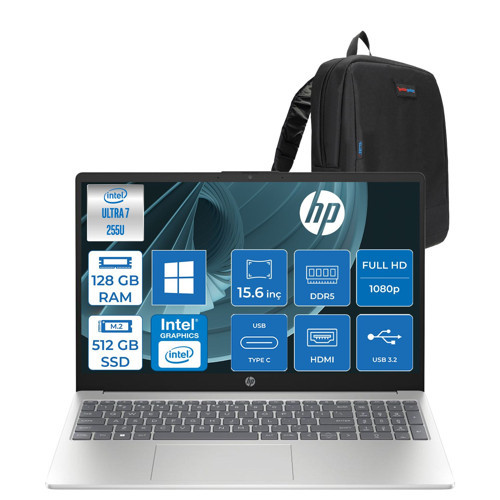 Laptop Aı 15-FD2022NT Intel Core Ultra 7 255U Aı 128GB Ddr5 512GB SSD Intel® Grafik Fhd (1920 x 1080) Yansıma Önleyici WIN11PRO Bilgisayar ZD7UA2EAP37+ZETTAÇANTA