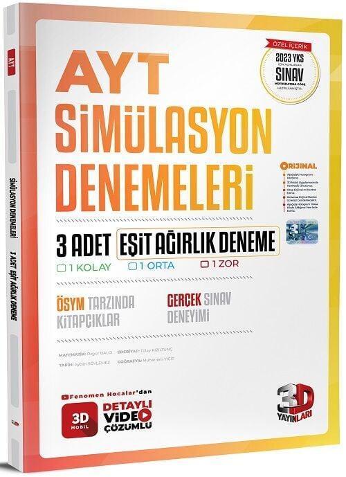 3D Yayınları 2023 YKS AYT Eşit Ağırlık Simülasyon 3 Deneme Video Çözümlü