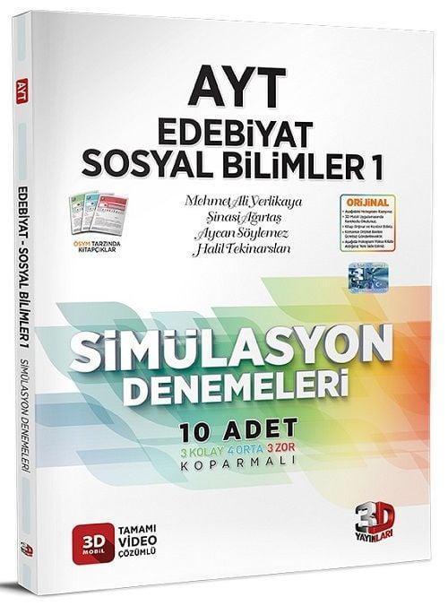 3D Yayınları YKS AYT Edebiyat Sosyal Bilimler-1 Simülasyon 10 Deneme Video Çözümlü