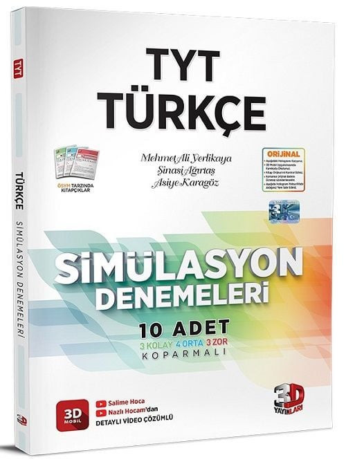 3D Yayınları YKS TYT Türkçe Simülasyon 10 Deneme Video Çözümlü