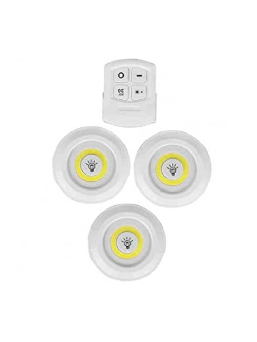 Chermik Uzaktan Kumandalı Pilli Led Spot Lamba Ampul 3'lü Set Yapışkanlı
