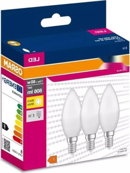 Osram Led Value CLB60 7,5W/827 3'lü E14 Duy Sarı Işık 2700K Led Mum Ampul