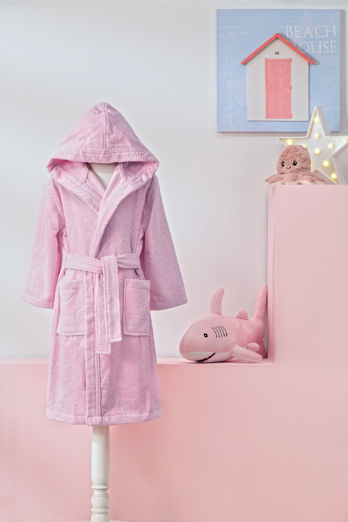 Girl Unicorn Kapüşonlu Kadife Çocuk Bornozu 3/4 Yaş
