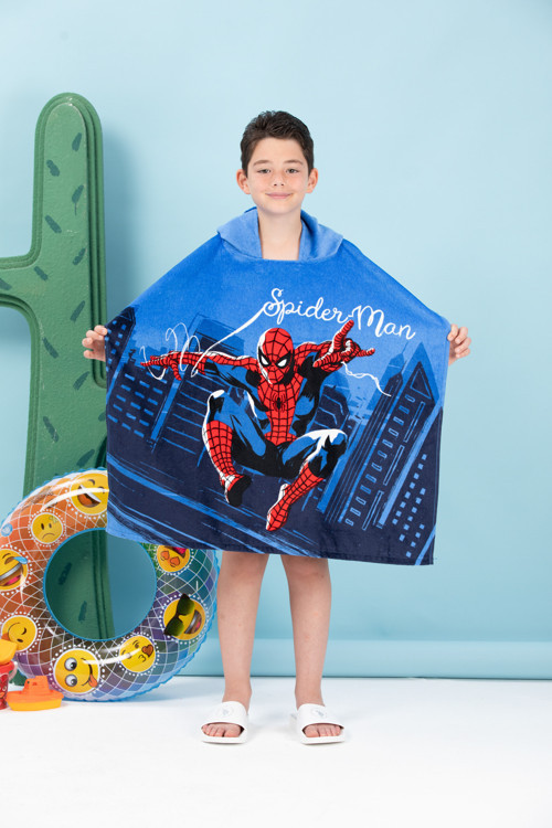 Spiderman Night Disney Lisanslı Kadife Çocuk Panço 4/9 Yaş