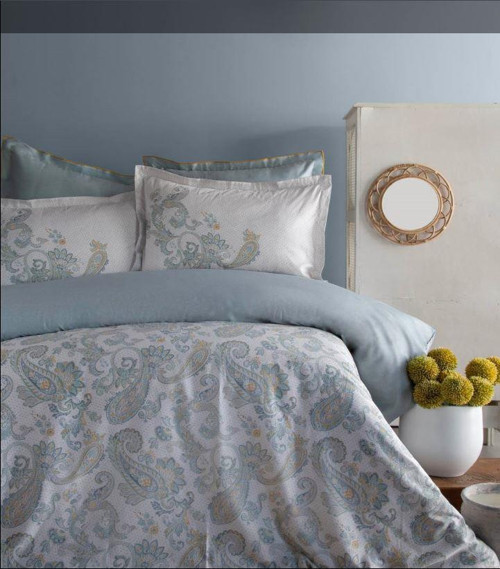 Home King Size Berta İndigo Elegance Saten Çift Kişilik Nevresim Takımı